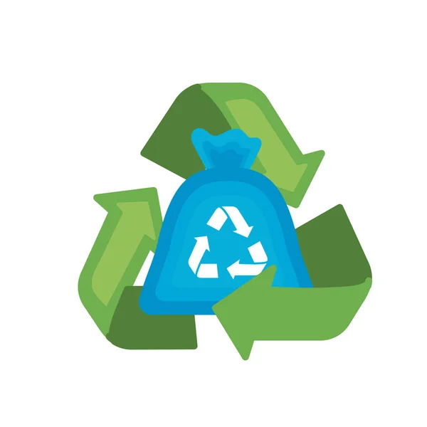 Recycle Tas Met Milieu Zorg Symbool Rond Vectorillustratie — Stockvector