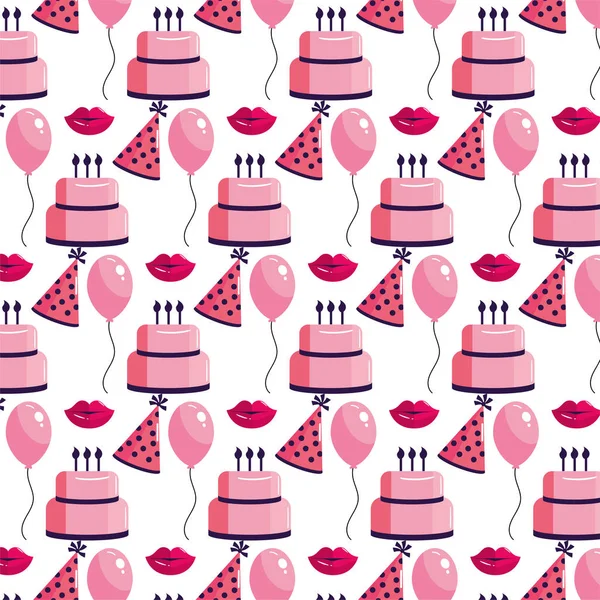 Cake Balloon Hat Decoration Background Vector Illustration — Stock Vector