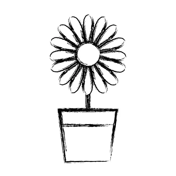 Figure Sunflower Petals Flowerpot Vector Illustration — Stock Vector