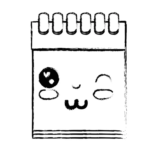 Figura Kawaii Bonito Engraçado Notebook Ferramenta Vetor Ilustração —  Vetores de Stock