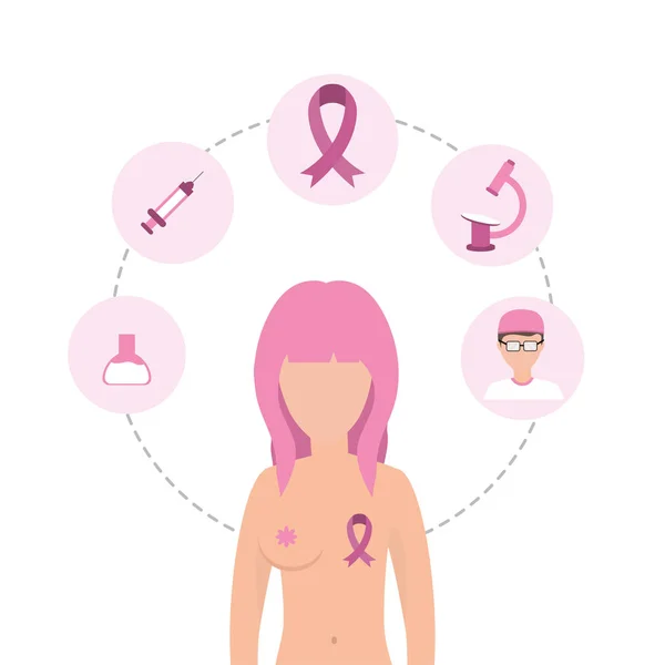 breast cancer prevention and pink ribbon vector illustration