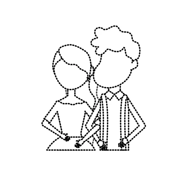 図形の幸せなカップルを一緒に点在 ロマンチックなお祝いベクトル イラスト — ストックベクタ