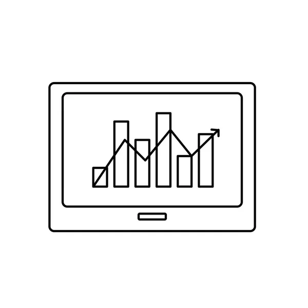 Linienbildschirmtechnologie Mit Statistik Balkendiagramm Vektor Illustration — Stockvektor