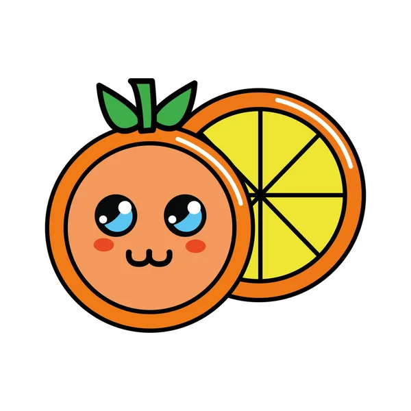 Kawaii Mignon Pensée Orange Fruit Illustration Vectorielle — Image vectorielle