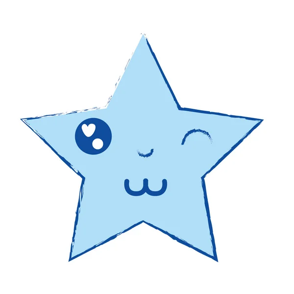 Кавайи Милая Смешная Звезда Блестящая Векторная Иллюстрация — стоковый вектор