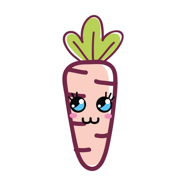 Kawaii Thinking Carrot Gemüse Icon Vektorillustration Dsign — Stockvektor