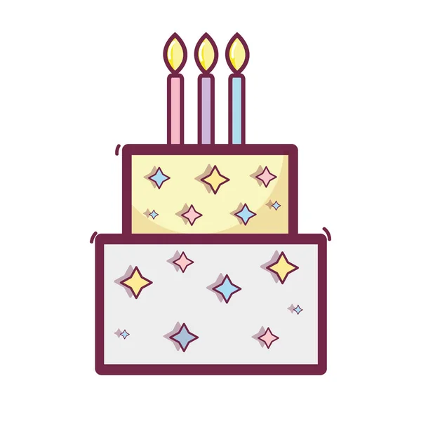 Delicious Cake Happy Birthday Celebration Vector Illustration — Stock Vector