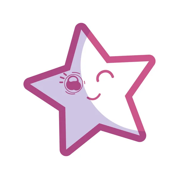 Silhouette Kawaii Fanny Cute Star Design Vector Illustration - Stok Vektor