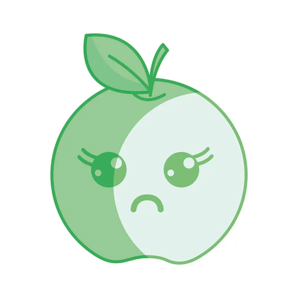 剪影卡瓦伊可爱的惊喜苹果水果 矢量插图 — 图库矢量图片