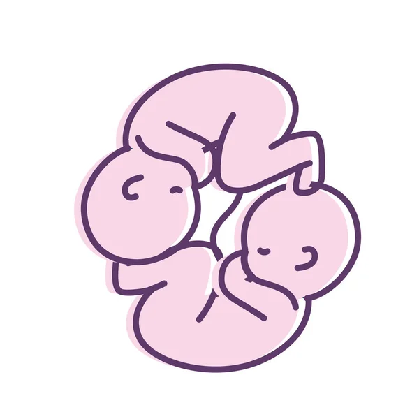 Belos Bebês Gêmeos Com Ilustração Vetor Cordão Umbilical —  Vetores de Stock