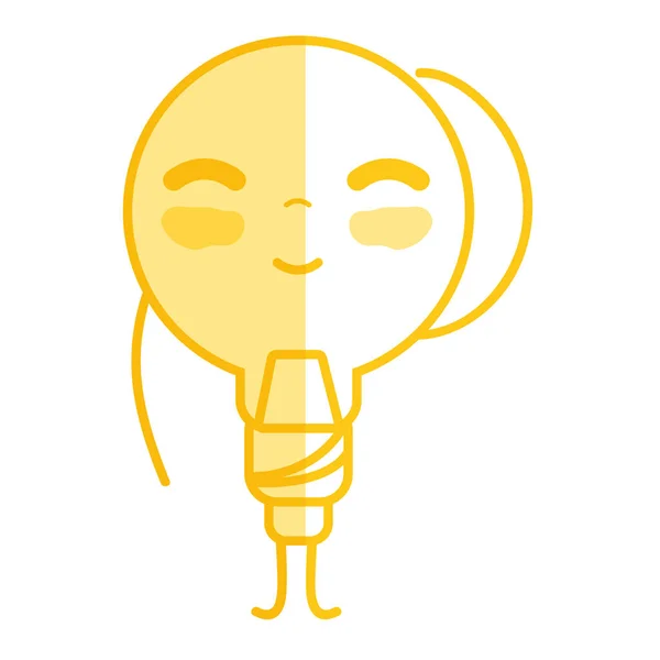 Silhouette Kawaii Cute Happy Bulb Energy Dengan Ilustrasi Vektor Lengan - Stok Vektor