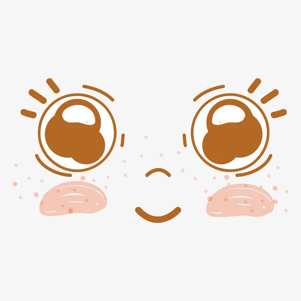 Kawaii Rosto Feliz Com Olhos Beleza Design Ilustração Vetorial —  Vetores de Stock