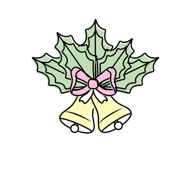 リボンとベル弓 装飾ベクトル図の葉 — ストックベクタ