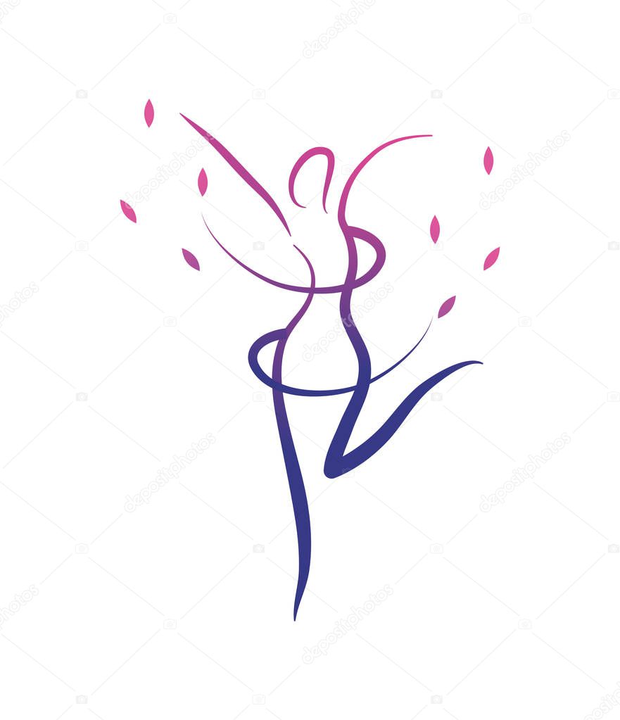 wellness woman silhouette with nature leaves vector illustration