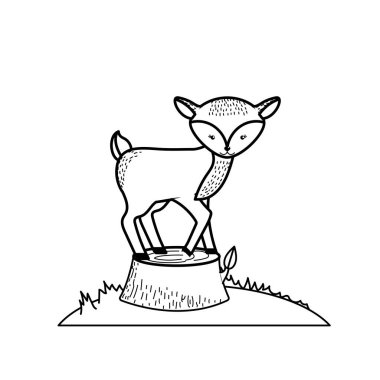 satır sevimli geyik hayvan Havaalanı ahşap ağaç vektör çizim