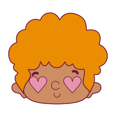 iyi adam kafa saç modeli ve kalp gözleri vektör çizim ile