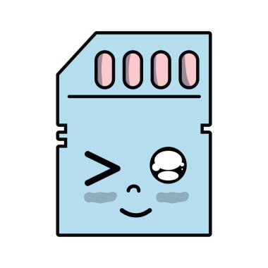 Kawaii şirin komik mikro sd vektör çizim
