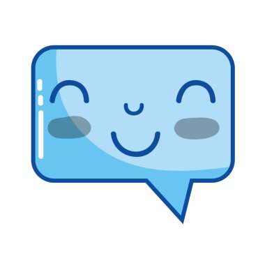 Kawaii şirin mutlu sohbet kabarcık vektör çizim