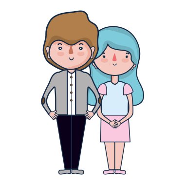 Güzellik çift ile birlikte saç modeli tasarım illüstrasyon vektör