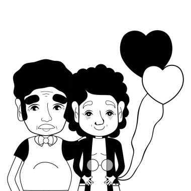 gözlük ve saç modeli ile kontur coupe yaşlılar illüstrasyon vektör