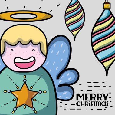 merry christmas dekorasyon kutlama vektör resim.