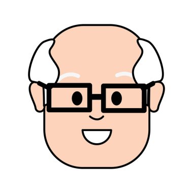 Yaşlı yüz adam gözlüklü, vektör çizim tasarım