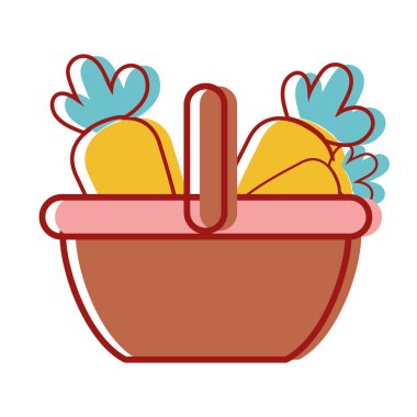 süpermarket sepet havuç sebze beslenme vektör çizim ile