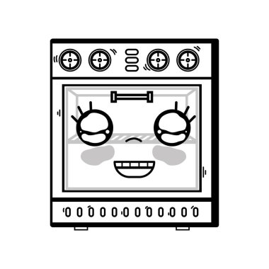 satır kawaii şirin mutlu fırın teknoloji vektör çizim