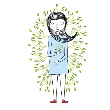 kadın anne Evet ile kapalı, vektör çizim tasarım