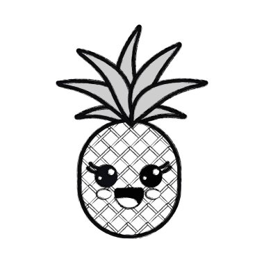 siluet kawaii şirin düşünme ananas sebze, vektör çizim