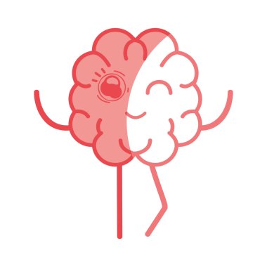 simge çok güzel kawaii beyin ifade, vektör çizim