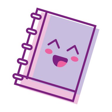 Kawaii şirin mutlu defter araç vektör çizim