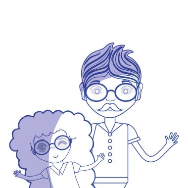 siluet babası onun kızı ve balonlar, vektör çizim ile