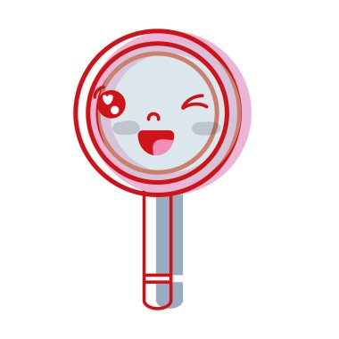 Kawaii şirin komik Büyüteç vektör çizim