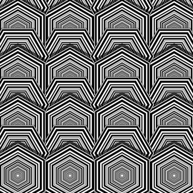 siyah ve beyaz altıgen geometrik desen arka plan, vektör çizim