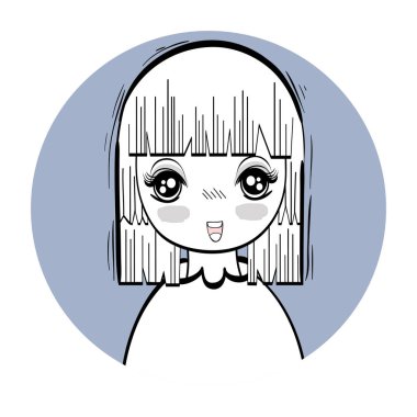 Anime güzel ihale kadın, vektör çizim tasarım