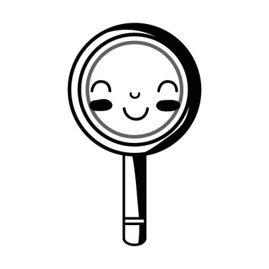 kontur kawaii şirin mutlu Büyüteç vektör çizim