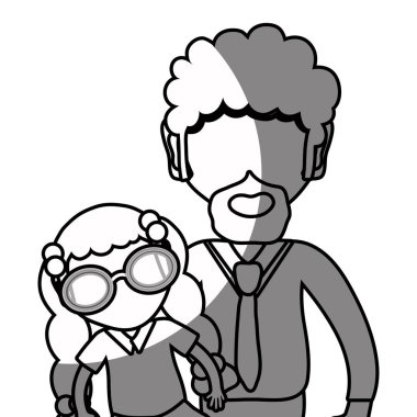 Baba ve kızı beyaz arka plan, vektör çizim üzerinde