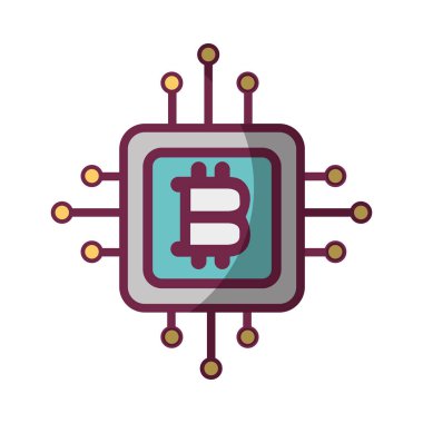 Bitcoin para birimi işaretiyle devreler ağı, vektör çizim
