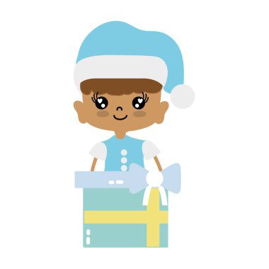 Kız Giysi ve Noel mevcut hediye vektör çizim