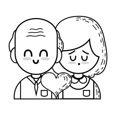 güzellik ilişki gemi ve kalp vektör çizim ile satır çift