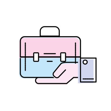 palm el vektör çizim portföyünde evrak çantası ile işadamı