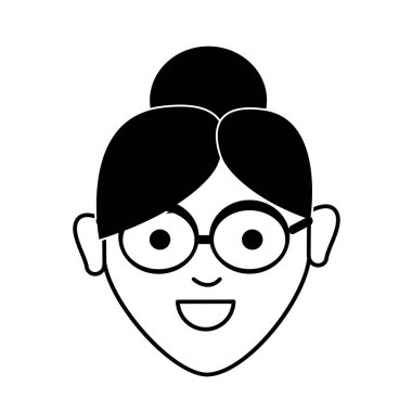 mutlu hoş bir kadınla saç modeli ve gözlük, vektör çizim tasarım