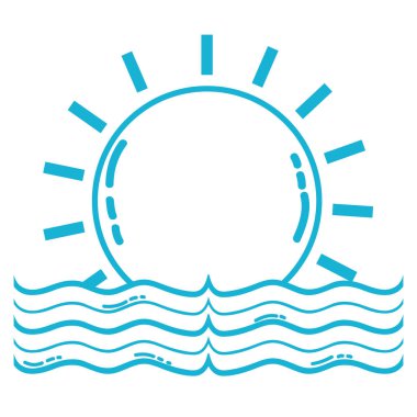 çizgi güneş su sel doğal afet vektör çizim ile