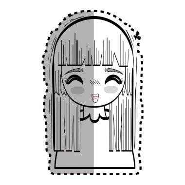 etiket anime mutlu sevimli kadın, vektör çizim tasarım