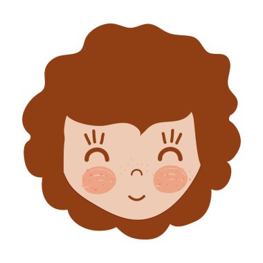 güzel kız yüz saç modeli ve ifade, vektör çizim ile