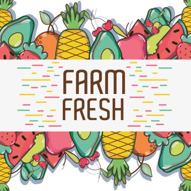 lezzetli ve taze tropikal meyve arka plan vektör çizim