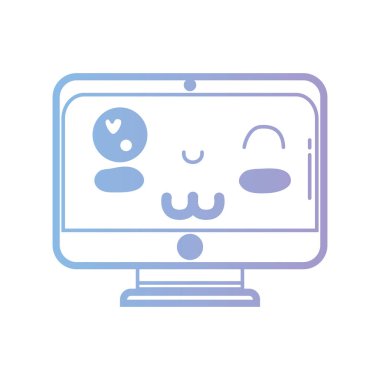 satır kawaii şirin komik ekran monitör vektör çizim