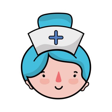 profesyonel hemşire yüzü kafasına şapka ile vektör çizim