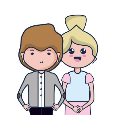 Güzellik çift ile birlikte saç modeli tasarım illüstrasyon vektör